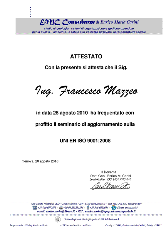 Attestato ISO 9001:2008